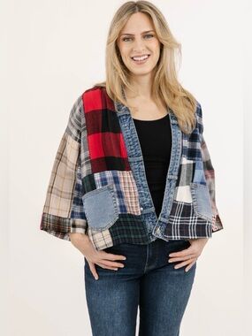 Shannon Passero Lodge Plaid Patchwork Cardigan